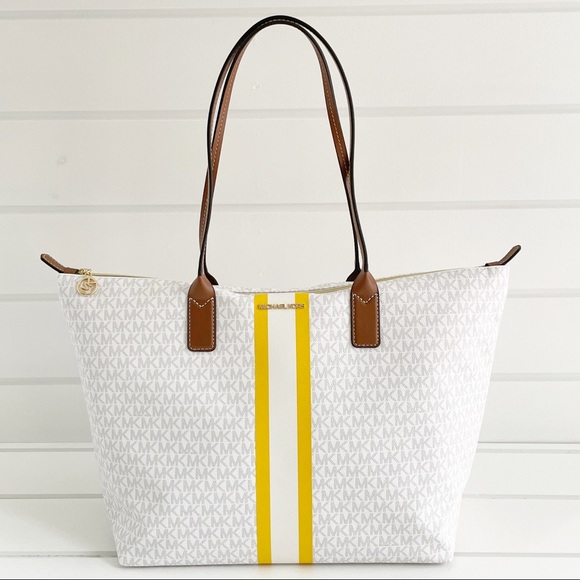 Michael Kors Logo Stripe Tote & Wristlet Bag Set - Picture 11 of 16